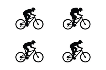 Obraz premium Cyclists riding bicycles in silhouette sport