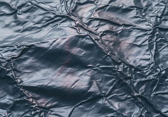 Close up of crumpled dark metallic fabric texture with subtle color variations