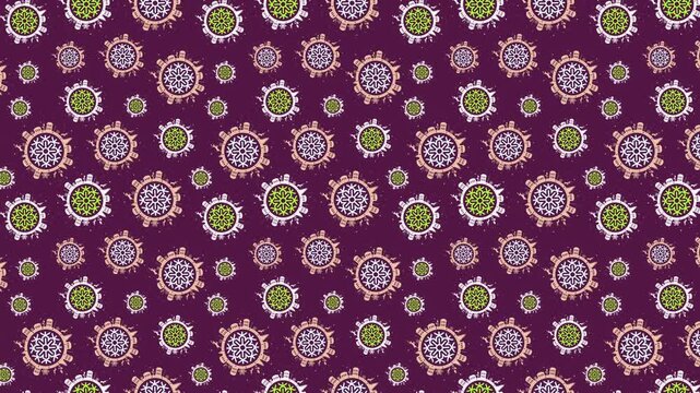 Animated winter holiday pattern rotating seamlessly on a deep purple backdrop, perfect for festive season projects and bringing cheer to any design