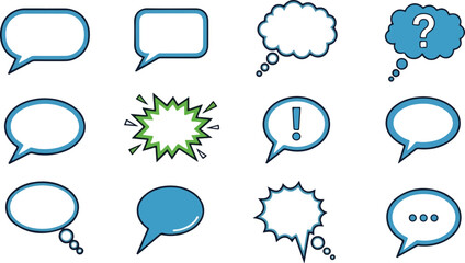 Expressive speech bubbles set to elevate your design with a dynamic dialogue, sparking conversation and engaging audiences for impactful communication.