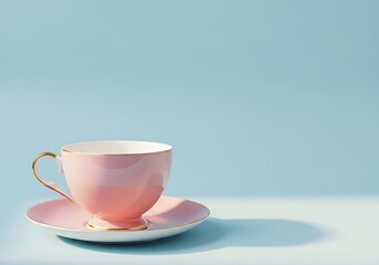 Elegant pink teacup and saucer with delicate gold trim