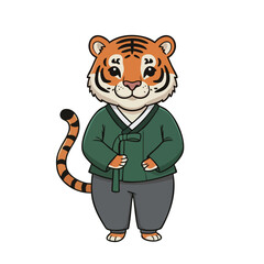 A tiger wearing hanbok