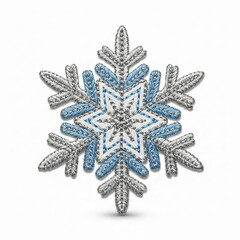Intricate Embroidered Snowflake - Delicate Winter Icon for Festive Decorations and Craft Projects