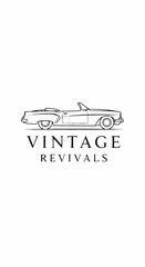 Vintage car logo design with the words Vintage Revivals in black color.