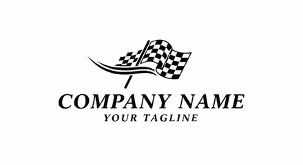 Racing Flag Logo Design for Company Name and Tagline.