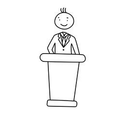Hand Drawn Presenter at Podium Speaker
