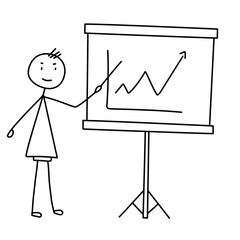 Stick Figure Person Explaining Chart on Board
