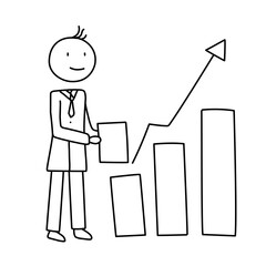 Business Stick Figures with Bar Chart Growth