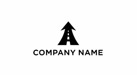 Arrow road logo design for company name representing direction and growth.