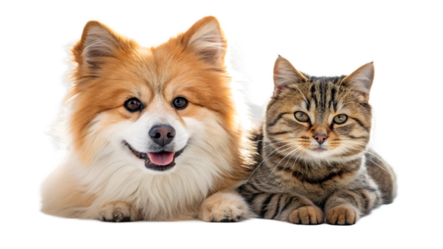 Joyful dog and cat relaxing transparent PNG - Powered by Adobe