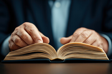 Hands flipping through old book, creating sense of nostalgia and curiosity