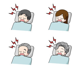 いびきをかいて寝ている大人のイラスト4種類セット