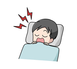 いびきをかいて寝ている男性のイラスト