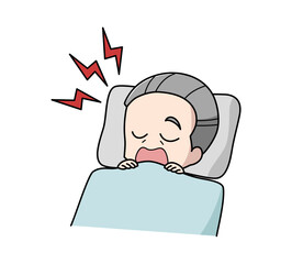 いびきをかいて寝ている高齢男性のイラスト
