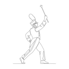 Vector Illustration of Marching Band Drum Major in Line Art Style Minimalist Design