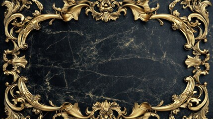 ornate gilded frame against a textured ebony surface evokes luxury and timeless elegance suitable for various creative projects and presentations