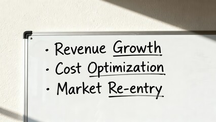 Obraz premium small business recovery concept. Whiteboard notes on revenue strategies in a professional setting.