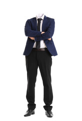 Young businessman on white background