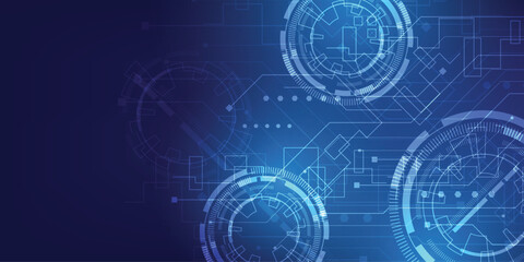 Futuristic Circuit Technology Background with Glowing Digital Lines