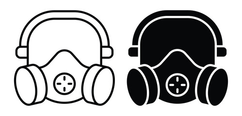 Detailed Iconic Illustration of Gas Masks in Black and White Colors