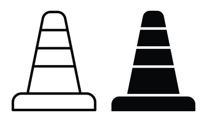 Traffic Cone Set in Outline and Solid Style for Safety and Construction Use