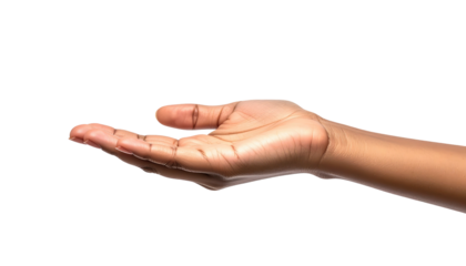 Open palm with dark skin against a black background, positioned as if offering or receiving something