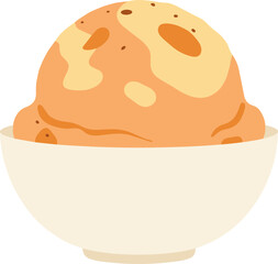 Simple Flat Style Mochi Ice Cream Bowl Isolated Culinary Dessert