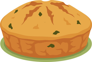 Simple Flat Delicious Loaf Cake with Green Sprinkles Bakery Illustration