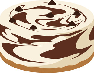 Minimalist Flat Style Chocolate Chips Cheesecake Top View Sweet Dessert