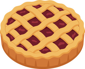 Flat Simple Delicious Lattice Crust Berry Pie Sweet Pastry Dessert
