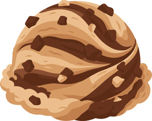 Creamy Cartoon Chocolate Chip Ice Cream Scoop Sweet Delicious Treat