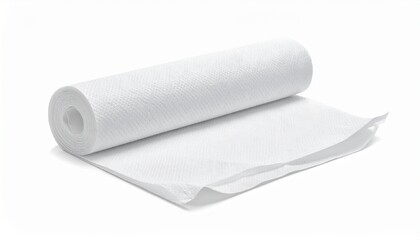 Fototapeta premium White Paper Towel Roll on Isolated White Background Clean and Simple Look