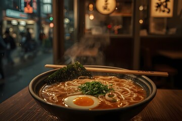 “Steaming Japanese Ramen Bowl with Egg, Noodles, and Broth — Authentic Asian Comfort Food”