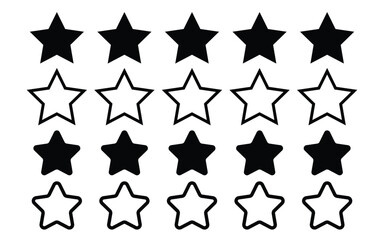 Set transparent shapes of star, Set transparent shapes of star rating, rating icons, badges. Stars with different style, with round and pointed vertices
