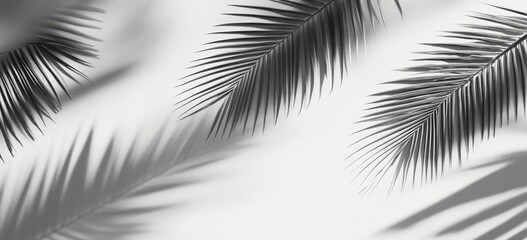 Palm fronds casting shadows on a white background