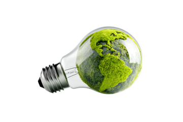 Earth Globe Inside a Glass Lightbulb with Transparent Background Depicting Environmental Concepts and Sustainable Energy Solutions, PNG