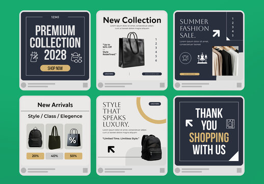Editable Luxury Fashion Social Media Template Pack Design Layout