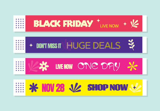 Bold Typographic Black Friday Event Wristband Design Set
