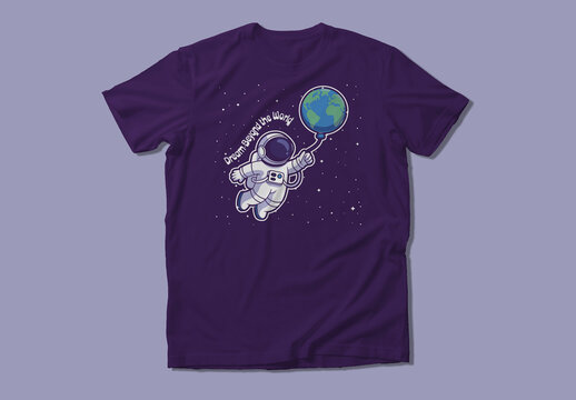 Cute Astronaut Illustration T Shirt Template