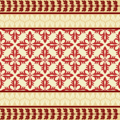 Elegant Red and Cream Ornate Decorative Textile Pattern