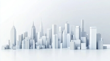 Fototapeta premium white city scape with skyscraper