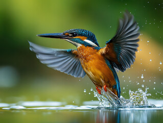 Fototapeta premium Kingfisher during his regular fishing at a favorite spot