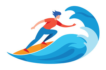 Surfer riding a wave surfer in action sport on the water