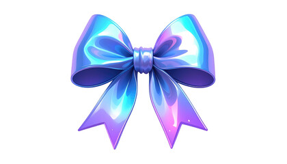 Iridescent light blue bow with lavender undertones, centered on black. Playful, vibrant, and shimmering