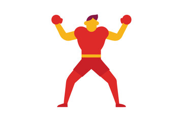 A victorious boxer raising his arms, celebrating his achievement