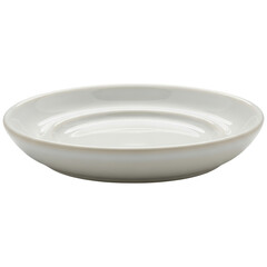 Elegant white shallow ceramic plate for dining and serving food, a versatile kitchenware item