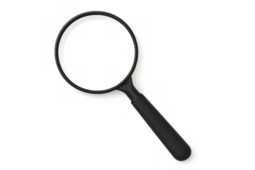 Magnifying glass creating a concept for search, discovery, and analysis. Isolated on transparent background