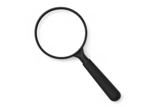 Magnifying glass creating a concept for search, discovery, and analysis. Isolated on transparent background