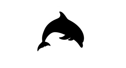 Obraz premium Silhouette of a dolphin leaping out of the water in black and white simple vector illustration