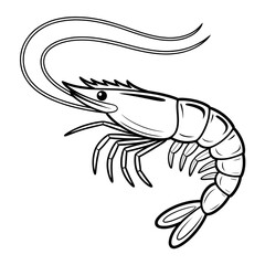 vector illustration of a shrimp coloring page